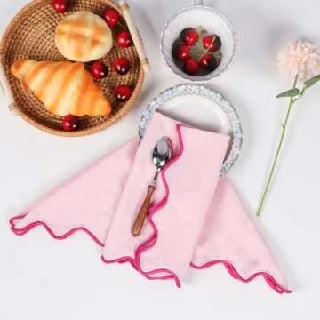 Dinner Napkins, Cotton Linen Blend Napkins Set of 4 Perfect for Parties Dinners Weddings Cocktail Christmas Cloth Napkins Washable & Reusable 18x18 (Pink, 18" x 18", 4PCS)