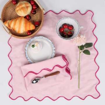 Dinner Napkins, Cotton Linen Blend Napkins Set of 4 Perfect for Parties Dinners Weddings Cocktail Christmas Cloth Napkins Washable & Reusable 18x18 (Pink, 18" x 18", 4PCS)