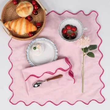 Dinner Napkins, Cotton Linen Blend Napkins Set of 4 Perfect for Parties Dinners Weddings Cocktail Christmas Cloth Napkins Washable & Reusable 18x18 (Pink, 18" x 18", 4PCS)