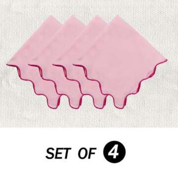 Dinner Napkins, Cotton Linen Blend Napkins Set of 4 Perfect for Parties Dinners Weddings Cocktail Christmas Cloth Napkins Washable & Reusable 18x18 (Pink, 18" x 18", 4PCS)