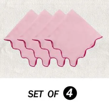 Dinner Napkins, Cotton Linen Blend Napkins Set of 4 Perfect for Parties Dinners Weddings Cocktail Christmas Cloth Napkins Washable & Reusable 18x18 (Pink, 18" x 18", 4PCS)