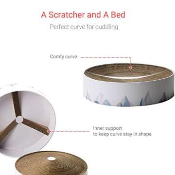 pidan Cat Scratch Bowl Cat Cardboard Pad for Indoor Cats Lounge - Round Cat Scratcher Couch Bed with Geometric Pattern