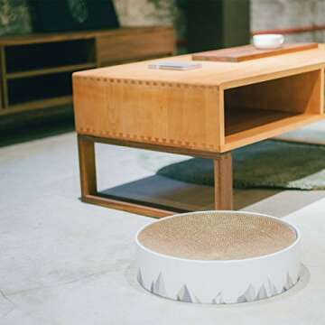 pidan Cat Scratch Bowl Cat Cardboard Pad for Indoor Cats Lounge - Round Cat Scratcher Couch Bed with Geometric Pattern