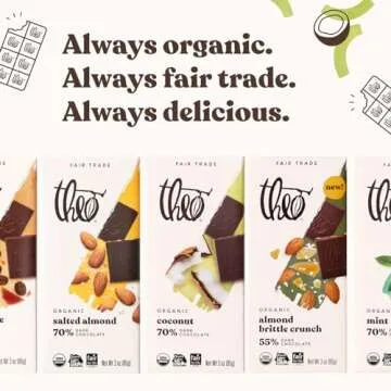 Theo Organic Dark Chocolate Bar with Coconut, 12 Pack