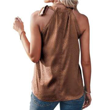 BTFBM Women Sleeveless Tie Mock Neck Summer Tops Loose Casual Side Bow Satin Halter Tank Top Blouse ...