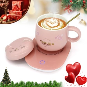 Cute Cat Coffee Warmer with Mug - Perfect Gift Idea