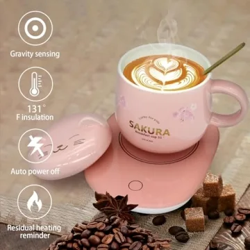 Cute Cat Coffee Warmer with Mug - Perfect Gift Idea