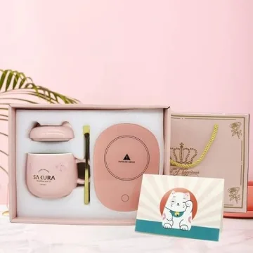 Cute Cat Coffee Warmer with Mug - Perfect Gift Idea