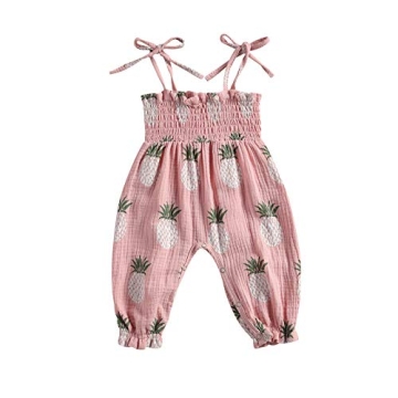 Summer One Piece Outfit Infant Baby Girl Romper Jumpsuit Sleeveless Halter Floral Bodysuit Clothes (...