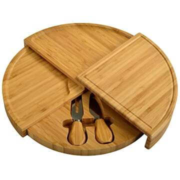 Picnic at Ascot Patented Bamboo Cheese Board/Charcuterie Serving Platter - Stores as a Compact Wedge...