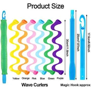 30 Pieces Hair Curlers Kit for Women and Girls, Wave Style Spiral Curls No Heat Rollers with Hooks f...
