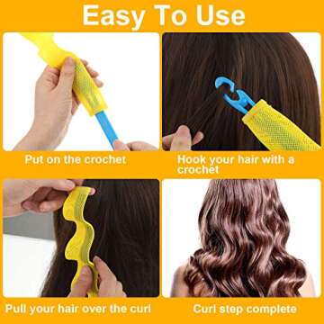 30 Pieces Hair Curlers Kit for Women and Girls, Wave Style Spiral Curls No Heat Rollers with Hooks for Long Hairstyles (30 cm/ 11.8 Inch)