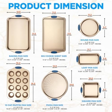 NutriChef 8-Piece Nonstick Bakeware Set with Silicone Handles