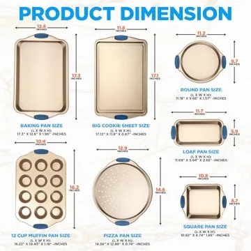 NutriChef 8-Piece Nonstick Bakeware Set with Silicone Handles