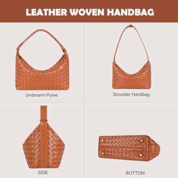 YLYYHH Vegan Leather Woven Tote Handbag, Top-handle Shoulder Bag, Woven Leather Pure Underarm Purse,...