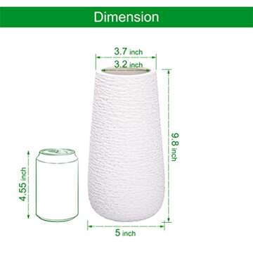 D'vine Dev 10 Inch Textured White Elegant Oval Ceramic Vase for Flowers, Home Décor Vase with Design Box, VS-LD-B-1