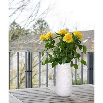 D'vine Dev 10 Inch Textured White Elegant Oval Ceramic Vase for Flowers, Home Décor Vase with Design Box, VS-LD-B-1