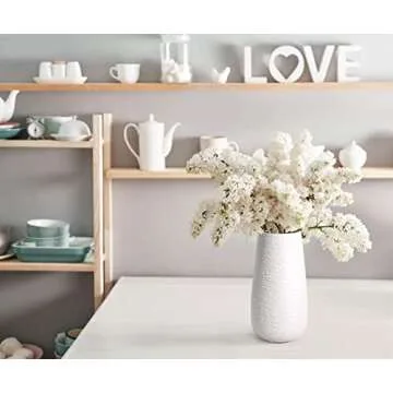 D'vine Dev 10 Inch Textured White Elegant Oval Ceramic Vase for Flowers, Home Décor Vase with Design Box, VS-LD-B-1
