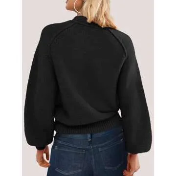 SuperPrity Long Sleeve Cropped Mock Neck Sweater