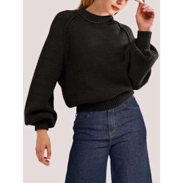 SuperPrity Long Sleeve Cropped Mock Neck Sweater