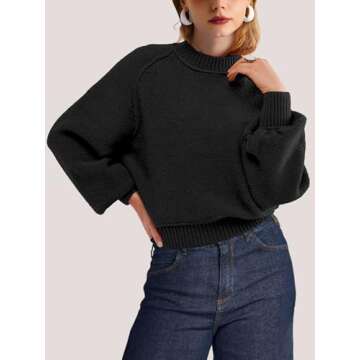 SuperPrity Long Sleeve Cropped Mock Neck Sweater