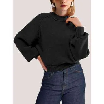 SuperPrity Long Sleeve Cropped Mock Neck Sweater