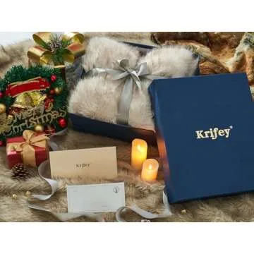 Krifey Plush Faux Fur White Throw Blanket,Luxury Thick Fluffy Blankets for Couch, Bed, Sofa,Warm Fuzzy Cozy Decorative Blankets as Birthday Gift,50"x60"