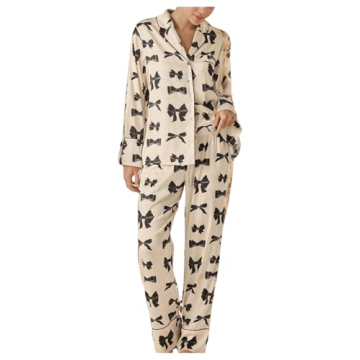 RoseSeek Women's Cozy Bowknot Pajama Set - Soft, Trendy Sleepwear