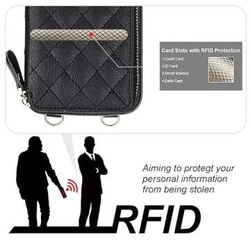 Bocasal Crossbody Wallet Case for iPhone 15 Pro Max, RFID Blocking PU Leather Zipper Handbag Purse Flip Cover, Kickstand Folio Case with Card Slots Holder Wrist Strap Lanyard 5G 6.7 Inch (Black)