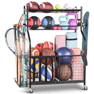 PLKOW Sports Equipment Storage Rack for Garage - Perfect Organizer for Sports Gear