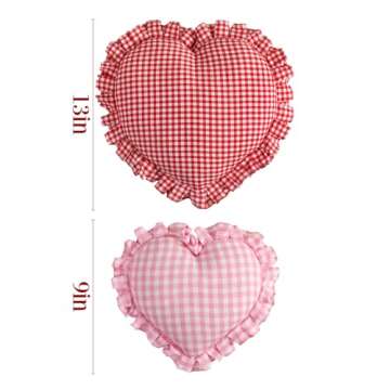 Bunny Chorus Valentines Day Decorations, 2pcs Love Heart Shaped Pillows, 13"& 9" Gingham Valentines ...