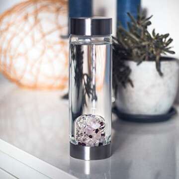 VitaJuwel ViA LOVE - Crystal Water Bottle with Rose Quartz and Garnet