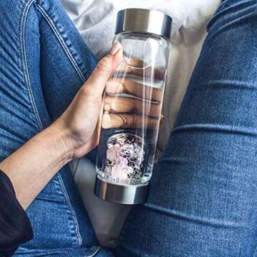 VitaJuwel ViA LOVE - Crystal Water Bottle with Rose Quartz and Garnet