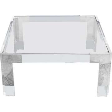 Meridian Furniture Casper Collection Modern | Contemporary Glass Top Coffee Table with Sturdy Stainless Steel and Acrylic Base, 36" W x 36" D x 16.5" H, Chrome