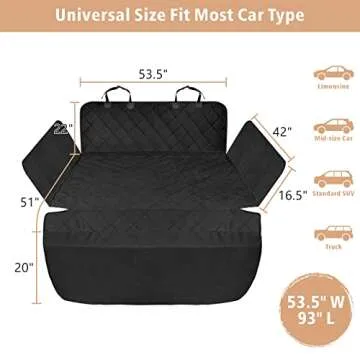 F-color SUV Cargo Liner for Dogs - Waterproof Pet Cargo Liner with Side Flaps, Comfort Dog Cargo Cover with Bumper Flap, Scrachproof Non-Slip Large Size Universal Fit SUVs Sedans Trunks Vans, Black