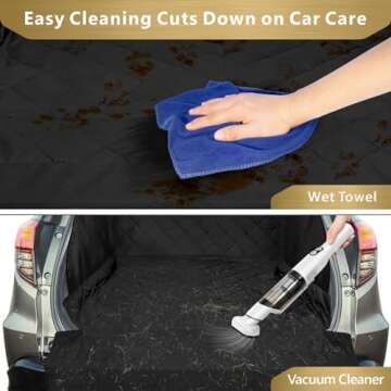 F-color SUV Cargo Liner for Dogs - Waterproof Pet Cargo Liner with Side Flaps, Comfort Dog Cargo Cover with Bumper Flap, Scrachproof Non-Slip Large Size Universal Fit SUVs Sedans Trunks Vans, Black