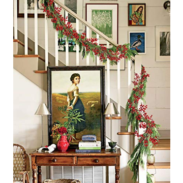 DearHouse 6FT Red Berry Christmas Garland for Holiday Decor