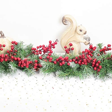 DearHouse 6FT Red Berry Christmas Garland for Holiday Decor