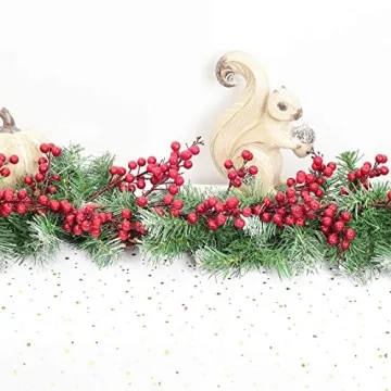DearHouse 6FT Red Berry Christmas Garland for Holiday Decor