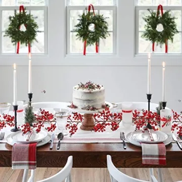 DearHouse 6FT Red Berry Christmas Garland for Holiday Decor