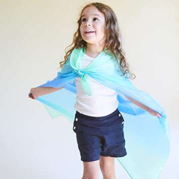 Sarah's Silks Enchanted Playsilk, 100% Silk Scarves for Kids and Toddlers, Sensory Toys | Bright Square Scarves, Montessori Waldorf Toys for Imaginative and Pretend Play - Sea