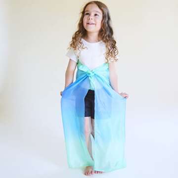 Sarah's Silks Enchanted Playsilk, 100% Silk Scarves for Kids and Toddlers, Sensory Toys | Bright Square Scarves, Montessori Waldorf Toys for Imaginative and Pretend Play - Sea