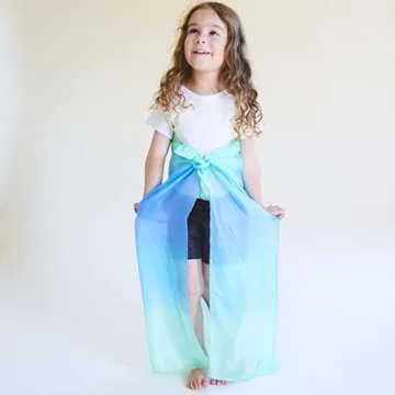 Sarah's Silks Enchanted Playsilk, 100% Silk Scarves for Kids and Toddlers, Sensory Toys | Bright Square Scarves, Montessori Waldorf Toys for Imaginative and Pretend Play - Sea