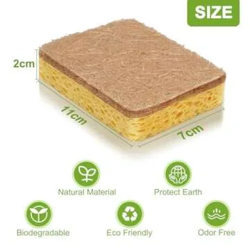 Yolaist 12 Pack Non-Scratch Scrub Sponge, Natural Kitchen Sponges for Cleaning Kitchen, Scratch Free Biodegradable Sponges for Dishes, No-Stick Cookware