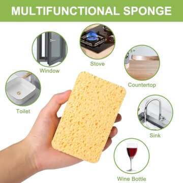 Yolaist 12 Pack Non-Scratch Scrub Sponge, Natural Kitchen Sponges for Cleaning Kitchen, Scratch Free Biodegradable Sponges for Dishes, No-Stick Cookware