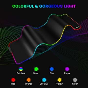 LeadsaiL RGB Gaming Mouse Pad, 15 Light Modes LED Soft Extra Extended Large Mousepad, Non-Slip Rubbe...