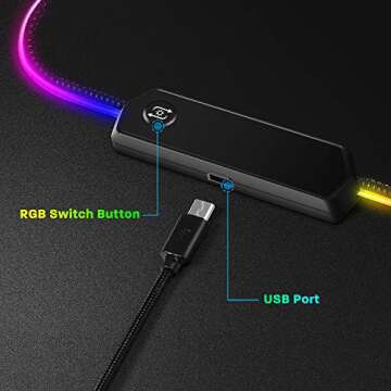 LeadsaiL RGB Gaming Mouse Pad, 15 Light Modes LED Soft Extra Extended Large Mousepad, Non-Slip Rubber Base Computer Keyboard Mouse Mat with Durable Stitched Edges- 31.5 X 12 Inch (RGB Black)