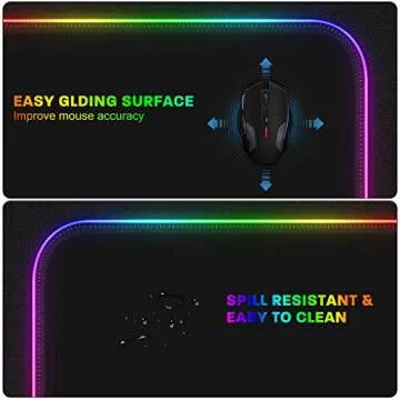LeadsaiL RGB Gaming Mouse Pad, 15 Light Modes LED Soft Extra Extended Large Mousepad, Non-Slip Rubber Base Computer Keyboard Mouse Mat with Durable Stitched Edges- 31.5 X 12 Inch (RGB Black)