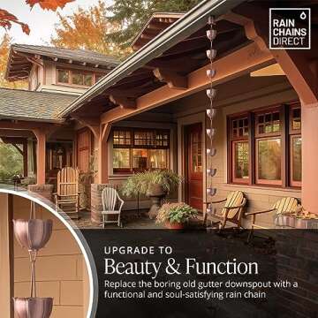Rain Chains Direct - Tulip Rain Chain - 8.5 FT - Pure Solid Copper - Premium Rain Chains for Gutters
