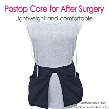 Mastectomy Drain Holder After Tummy Tuck Bag Drainage Pockets Belt for Breast Cancer Surgery JP Drain Bulbs Nephrostomy Post Surgical Recovery Black
